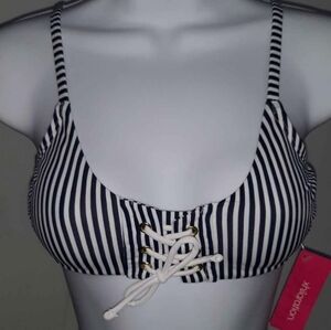 NEW WITH TAGS!! Women's Size XS, Xhileration,  Blue and White Striped Bikini Top
